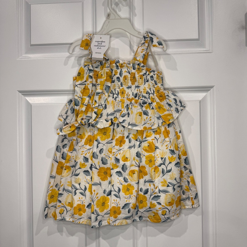 Cupcakes and Cashmere Kids Girls Yellow Floral Dress Headband Set Size 3T